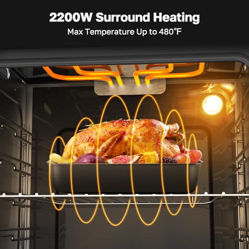 Image of ThermoMate 24 inch Built-in Electric Wall Oven, ETL Certified, 2.8 Cu. Ft. Electric Wall Oven with 5 Cooking Functions, Black, Anti-Mistouch Knob, Removable 3-Layer Glass Door, 2200W