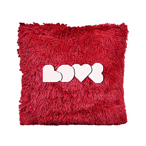 Image of Best Gifts for Birthday /Valentine's Day /Give Thanks with A Grateful Heart Love Quote - Square Shape Fur Throw Pillow Cushion - Home Sofa Decorative 16 X 16 inches (Red)