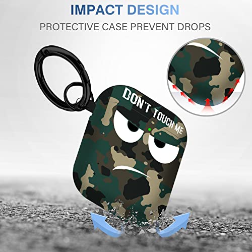 Image of for Airpods Case, Don't Touch Me for Airpods Cover with Keychain /Lanyard Soft Cute Shockproof Cover for Women Men Compatible with for Airpods 2 /1 Charging Case,Green