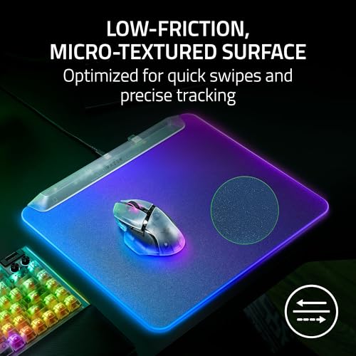 Image of Razer Firefly V2 Pro Fully Illuminated RGB Gaming Mouse Mat: Backlit Design - 15 Zone Chroma Lighting - USB 2.0 Port - Detachable USB Type C Cable - Micro Textured Surface - Anti Slip Base