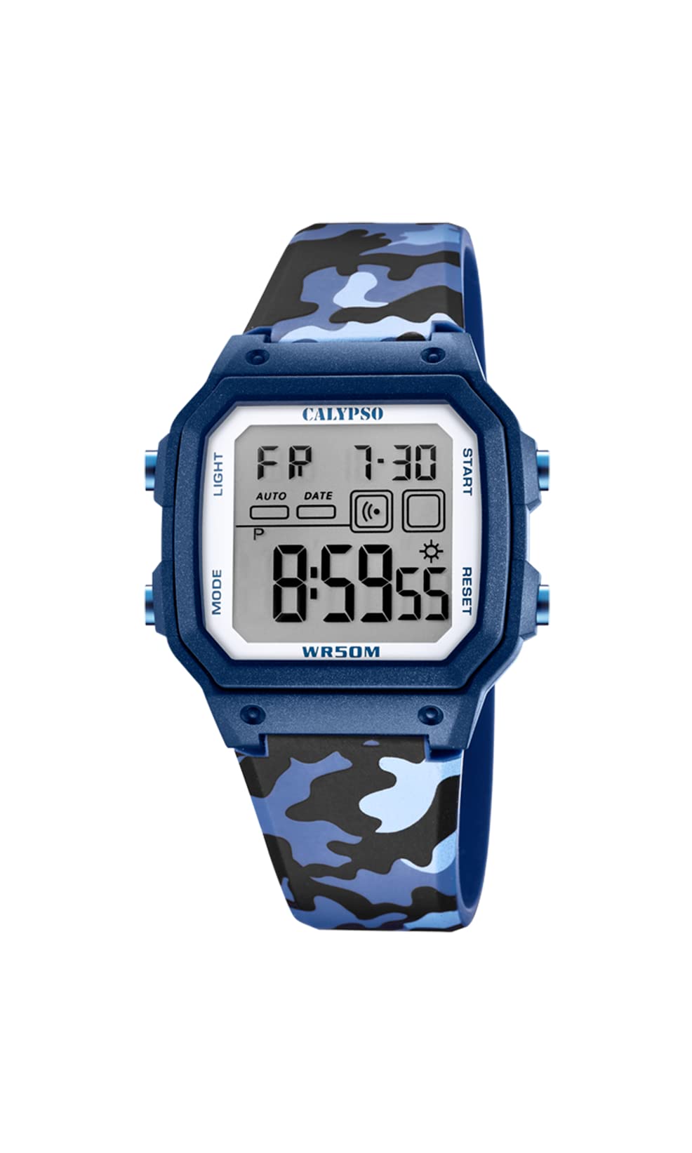 Calypso Orologio Uomo Digitale K5819/2 – Gomma Blu, 10 ATM, Cronografo E Doppio Fuso - 5