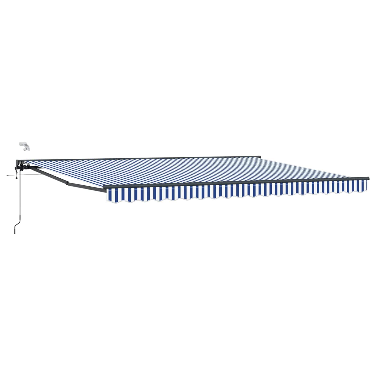 Tenda da Sole Elettrica, Poliestere, Parete, Blu Bianco Antracite, 4x3.5 m