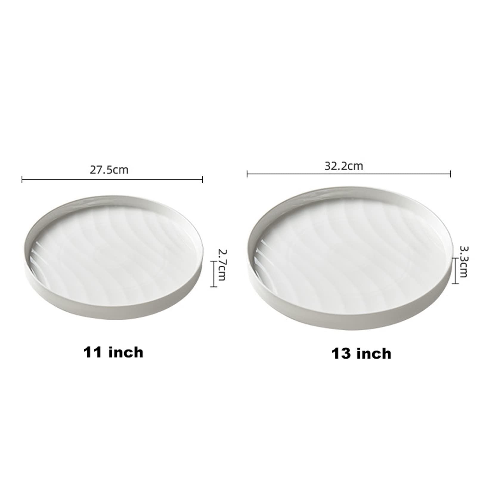 Platos Llanos Plato Hondo Redondo de cerámica, Plato de Cena Occidental for el hogar, vajilla de Hotel de Lujo, Plato Plano Blanco de 11/13 Pulgadas Platos Postre(13 Inch)