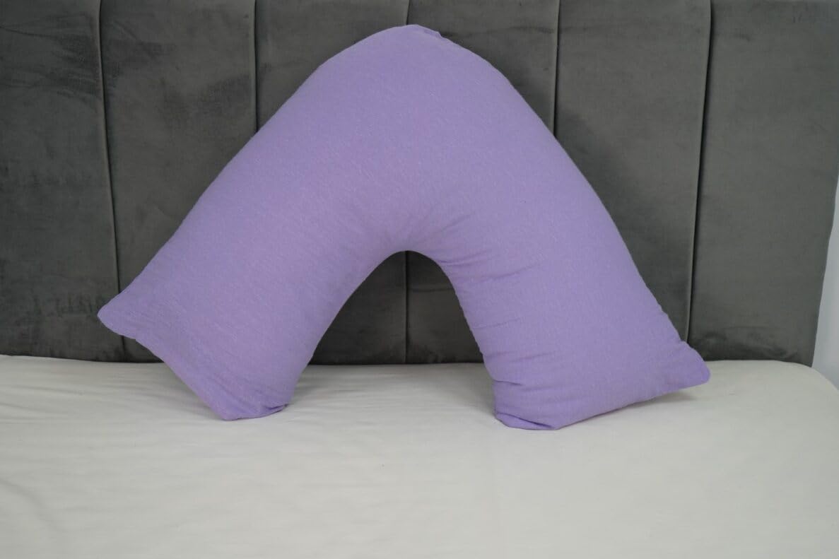 Arlinens Lilac V Shaped Pregnancy Pillow With Free Flannel Pillowcase – Orthopaedic Maternity Support Pillow For Back, Neck & Nursing – Cosy V Pillow Standard Size 74 X 34 Cm (Lilac)