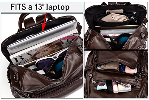 Image of UTO Women Backpack Purse Leather Vegan Ladies Fashion Designer Rucksack Convertible Travel Shoulder Bag with Tassel