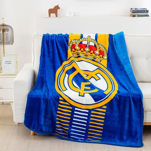 Real Madrid Couverture 220 g/m², Une pli (Polaire Super Douce) 50 x 60 cm