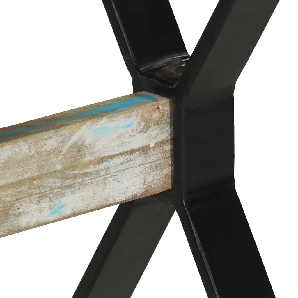 Mesa de comedor de 120 x 60 x 76 cm, madera vieja maciza, diseño industrial con patas de acero pulverizado, mesa de cocina pequeña y estable para cocina, salón, balcón, comedor