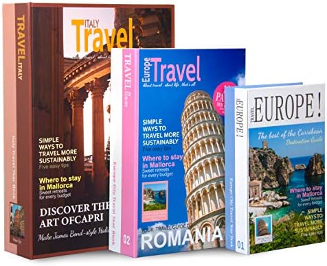 ANZON MORIES Decorative Box Set, 3 Packs, Memory Book Box Modern Magazine Style Storage for Secret Hidden, Home Bookshelf Décor, Large 12", Med 10" Small 8"