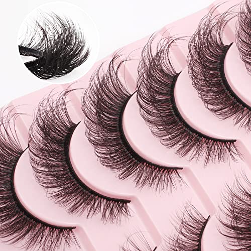 Milybest Lashes False Eyelashes Cat Eye Lashes Fluffy Wispy D Curl Volume Pestañas Postizas Bulk Strip Natural Look Lashes Sets Pack Faux Mink Eyelashes #TOP6
