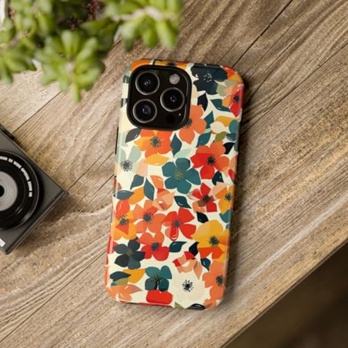 Coque iPhone 16 Pro Max motif floral géométrique rigide orange - 4