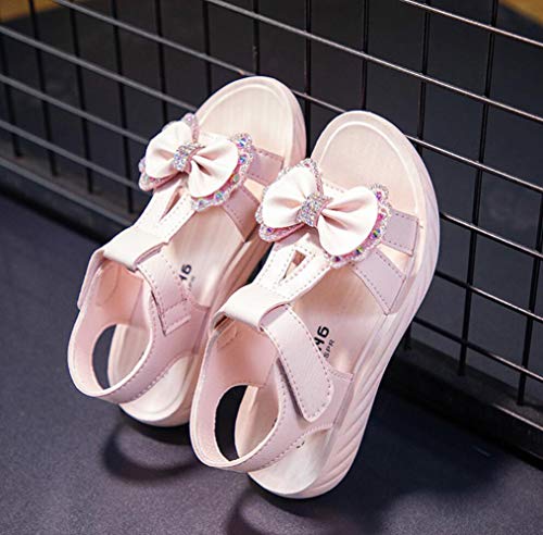 Girls Bow Outdoor Sport Casual Sandals Summer Princess Dress Shoes T-Strap Flat(Toddler/Little Kid)3