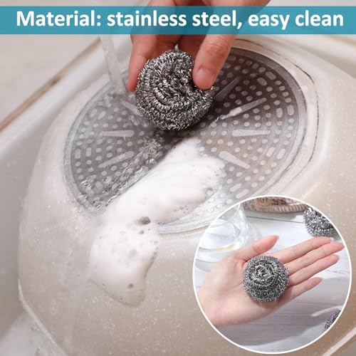 Image of Reallnaive 200 Pcs Stainless Steel Wool Scrubber Bulk Steel Wool Sponges Pack Metal Dishwashing Wire Scouring Pads Heavy Duty Clean Dish Pot Pan and Oven for Cleaning Kitchen Bathrooms and More