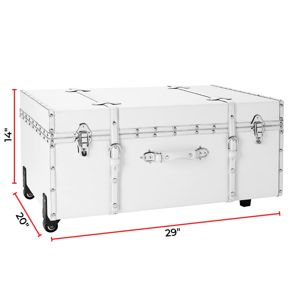 Amazon.com: DormCo The Texture Brand Wheeled Trunk - White - Large