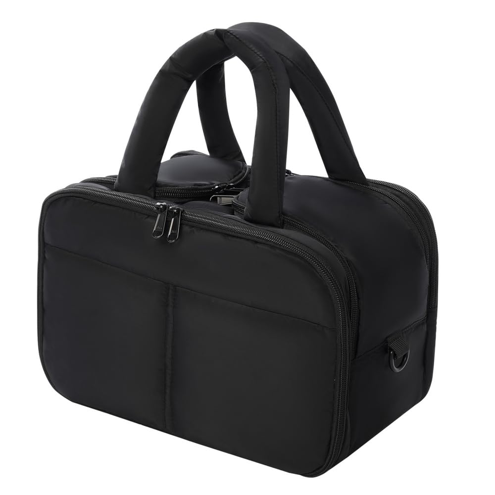 Neceser de viaje, bolsa impermeable de aseo para mujer con mango suave, porta maquillaje para baño, accesorios para artículos de tocador para viajes y camping, organizador para cosméticos, Negro
