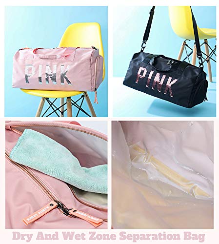 Pink Couples Women Men Gym Bag Small Lightweight Durable Sports Travel Camping Womens Duffel Bag, Sports Tote Swimming Bag, Shoulder Bag for Women