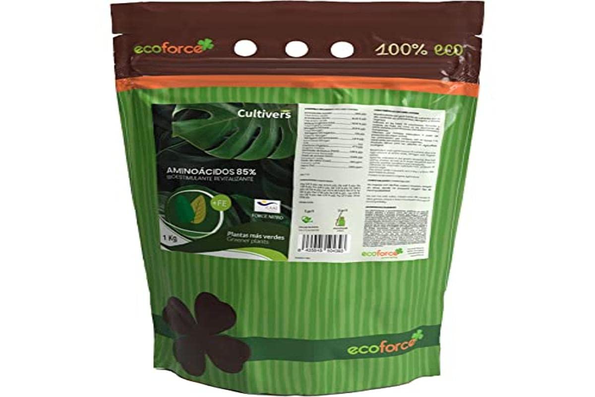 CULTIVERS Abono Aminoácidos 80% 1 kg Ecológico Fertilizante Orgánico Soluble para Plantas, Huerto y Jardín Bioestimulante Natural para Crecimiento Vegetal certificado ECOCERT Agricultura Ecológica