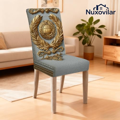 Image of Nuxovilar 4PCS Classic Badge Laurel Wreath Stretch Chair Covers