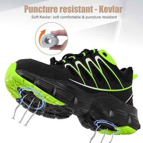 Image of Hogent Steel Toe Shoes for Women Men Wide Non Slip Work Sneakers Indestructible Shoes Lightweight Breathable Construction Sneakers Puncture Proof Ergonomic Design