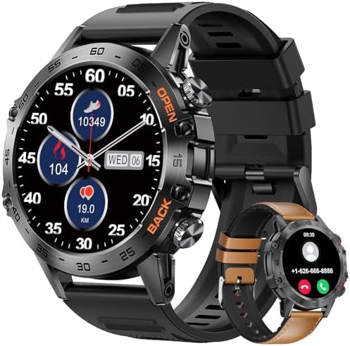 SUNKTA Military Smartwatches for Men,120 Sports Modes Smart Watches with Bluetooth Call (Answer/Dial Calls), 5ATM Waterproof Rugged Tactical Fitness Tracker 1.39''HD Smart Watch for iPhone Android