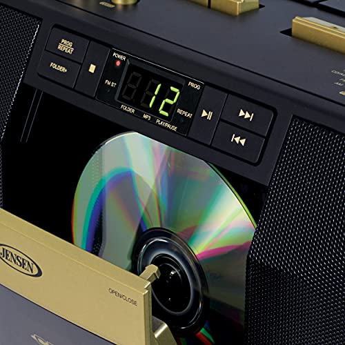 Jensen Mcr-1500 Vintage Stereo Portable Cd/Mp3 Dual Cassette Deck Recorder Boombox, Led Display, Am/Fm Radio, Bass Boost (Exclusive) (Champagne Gold) #TOP4