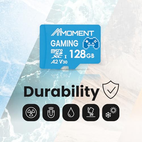 Image of MMOMENT MM23 PRO 128GB microSDXC Card for Gaming | A2 V30 U3, Read Up to 160MB /s, Write Up to 130MB /s, Handheld Gaming Devices