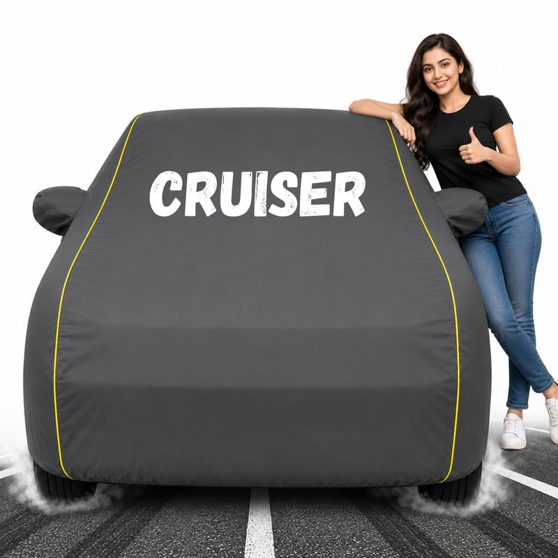 Image of Custom Fit Grey 100% Waterproof Cruiser Car Cover | Polyester Car Body Covers for Rain & Sun | UV Protection, Dustproof, Scratch Resistant, Windproof, Heat Resistant