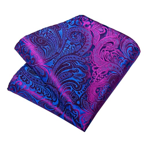 Image of DiBanGu Silk Floral Ties for Men Woven Paisley Necktie and Tie Clip Handkerchief Cufflinks Set for Party Wedding
