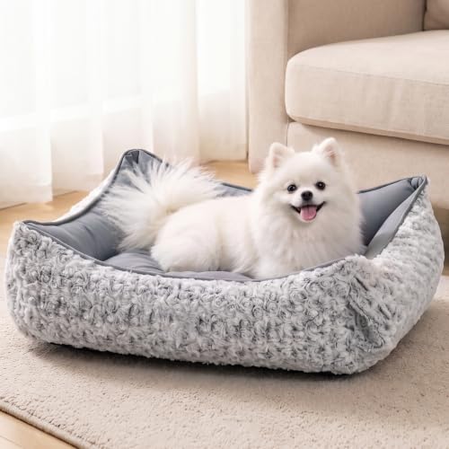 Reversible Dog Bed for Small Dogs Rectangle Cat Bed Washable 25x21x7 in