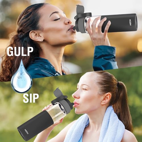 Image of MILTON Navi 800 2-in-1 Lid Sip or Gulp Water Bottle 800 ml | Sturdy Handle I BPA Free| Food-Grade | One-Touch Open | Leak-Proof | Ideal for Office, School, College, Gym, Black