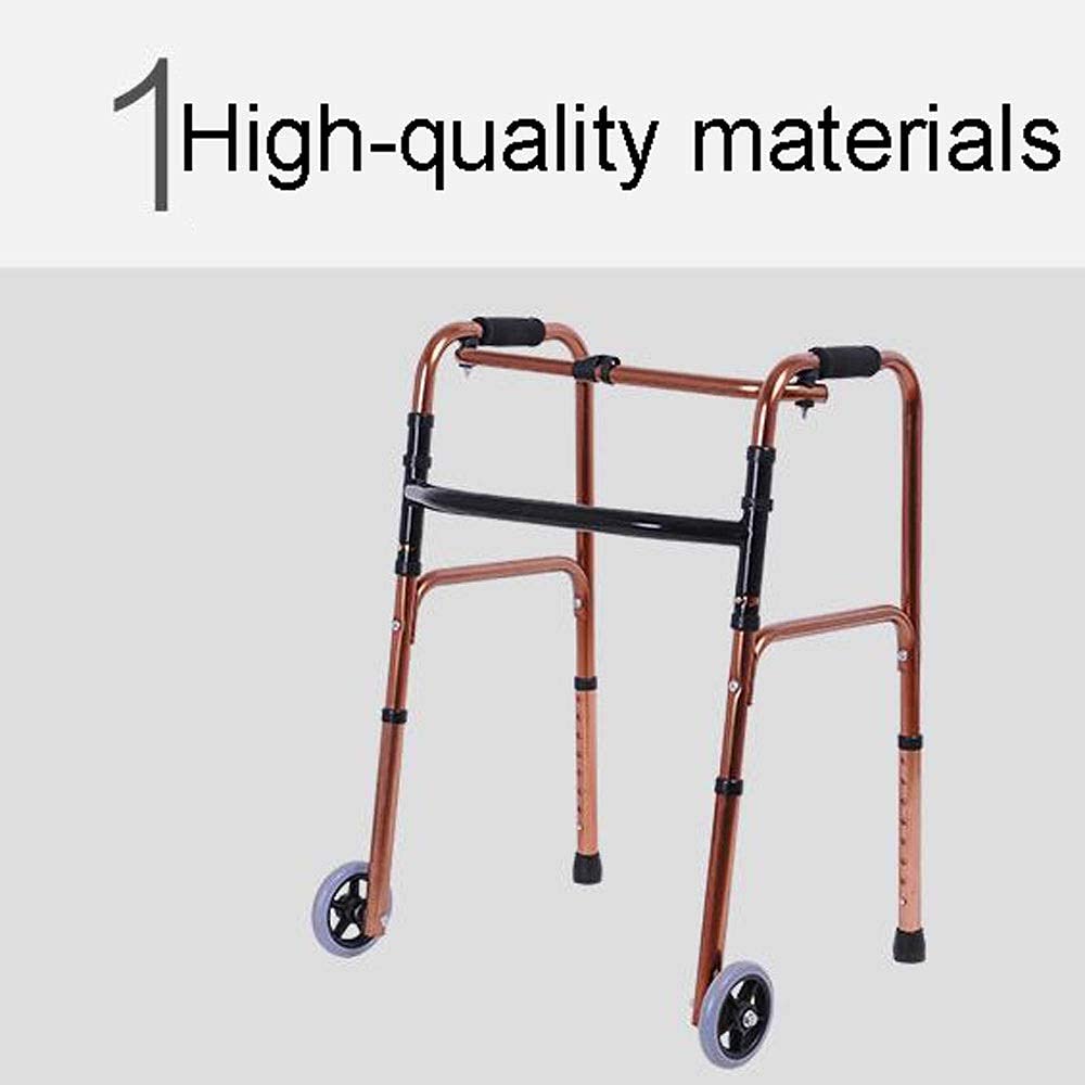 chodzik, Składana rama do chodzenia z podwójną podstawą, regulowana pomoc ze stopu aluminium dla starszych niepełnosprawnych seniorów, sprzęt rehabilitacyjny tęskni za(Without wheels)