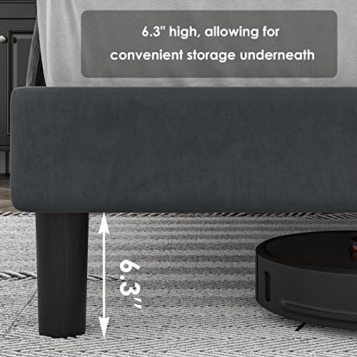 Hostack Full Size Bed Frame, Modern Upholstered Platform Bed With Wingback Headboard, Heavy Duty Button Tufted Bed Frame With Wood Slat Support, Easy Assembly, No Box Spring Needed(Gray, Full) #TOP4