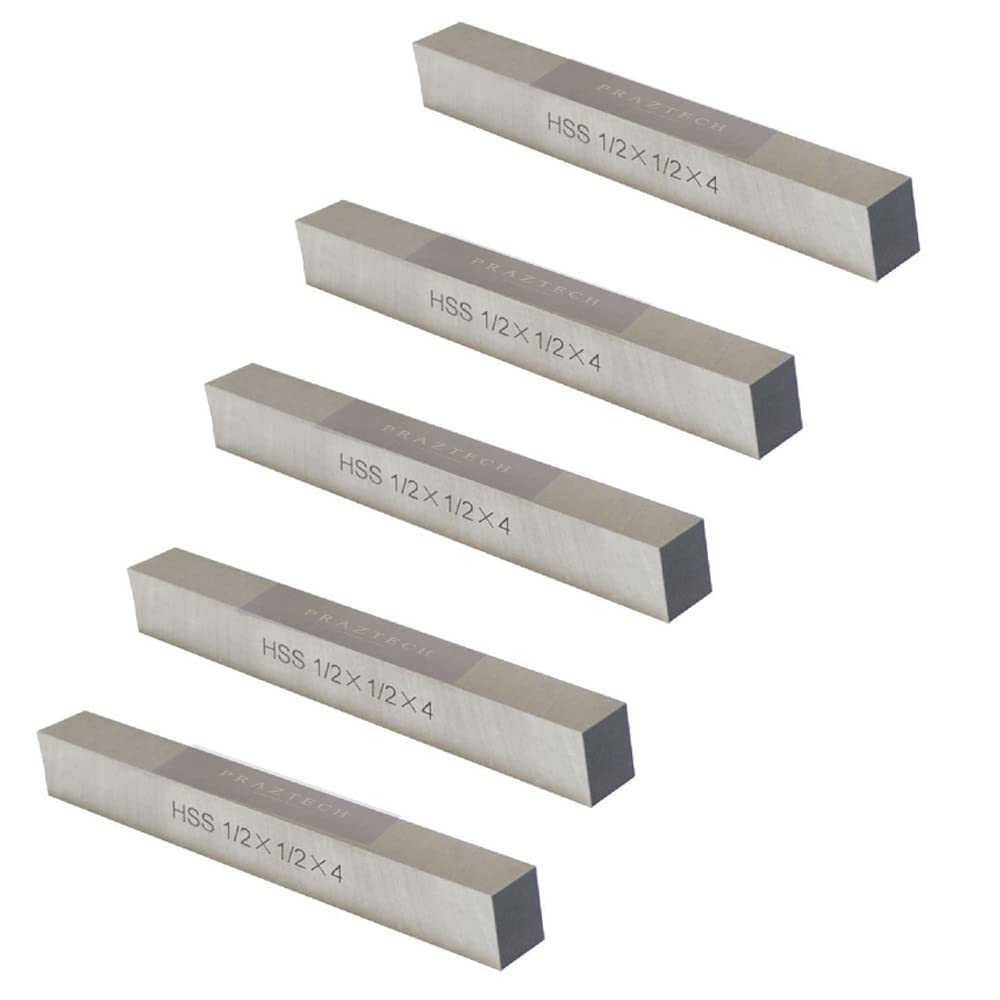 PRAZTECH HSS 1/2" x 1/2" x 4" Square Lathe Turning Tool Bit Blanks - High Speed Steel Rectangular Fly Cutter Mill Blank