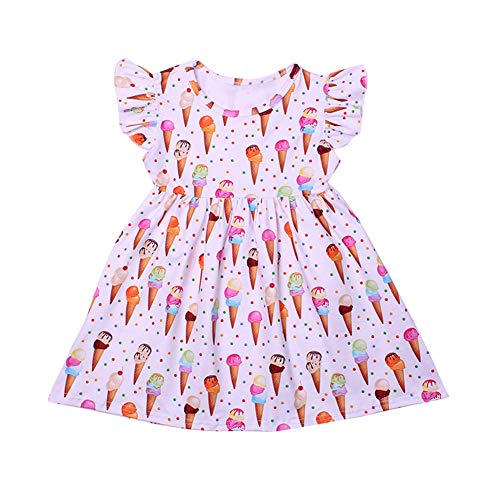 Toddler Girls Summer Ice Cream Print Sleeveless Dress Kids Cute Skirt