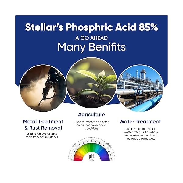 Stellar-Chemicals-Phosphoric-Acid-85-Technical-Grade-1-Gallon-Uses-PH-Control-and-Adjustment-Food-Beverage-Activating-Agent-Personal-Care-Pharmaceutical Stellar-Chemicals-Phosphoric-Acid-85-Technical-Grade-1-Gallon-Uses-PH-Control-and-Adjustment-Food-Beverage-Activating-Agent-Personal-Care-Pharmaceutical