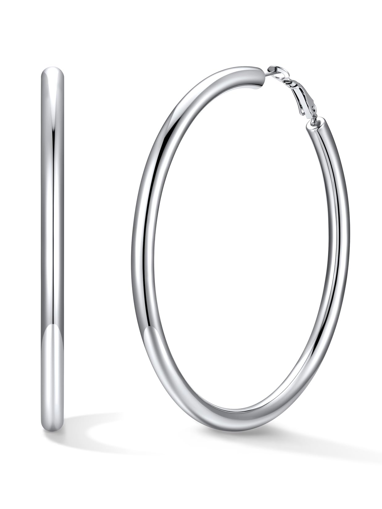 U7 Silver/Black/Gold 5mm Chunky Hoop Earrings for Women,20/30/40/60/80mm