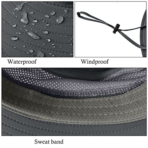 3 Pack Mens Upf 50+ Wide Brim Sun Hat With Neck Flap For Fishing Hiking Garden (3 Pack Dark Grey＆Light Grey＆Army Green) #TOP4