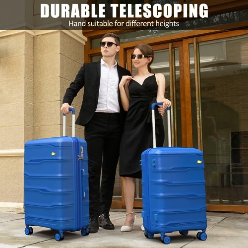 24 Inch Luggage with Spinner Wheels, Hard Shell Suitcase, Lightweight PP Luggages with TSA Lock, Checked-Medium Suitcases 24-Inch, Blue4