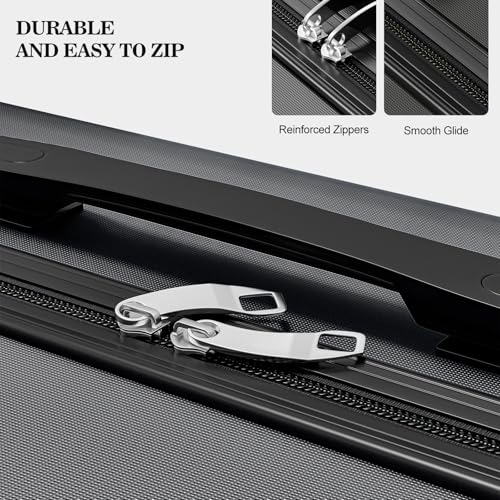 Apelila 4 Piece Hardshell Luggage Sets,Travel Suitcase,Carry On Luggage with Spinner Wheels Free Cover&Hanger Inside4PC (Wave Black)