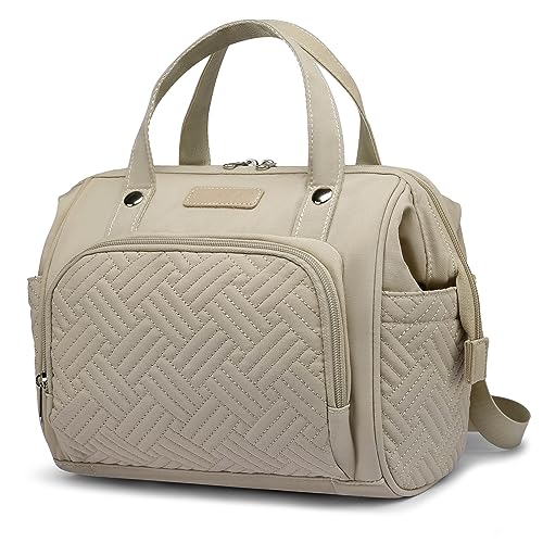Image of FHELAD Diaper Bag Small Diaper Backpack,Waterproof Multi-Function Newborn Baby Stylish Mini Tote Maternity Bags Travel Backpacks with Insulated Pockets, Apricot