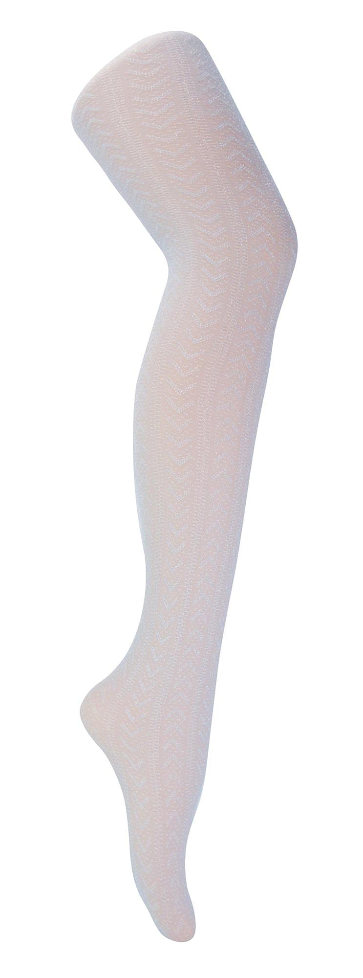 Sock Snob Shiny Tights for Women Chevron Pattern | Glittery | Party Season (8-14, White & Silver (Chevron))