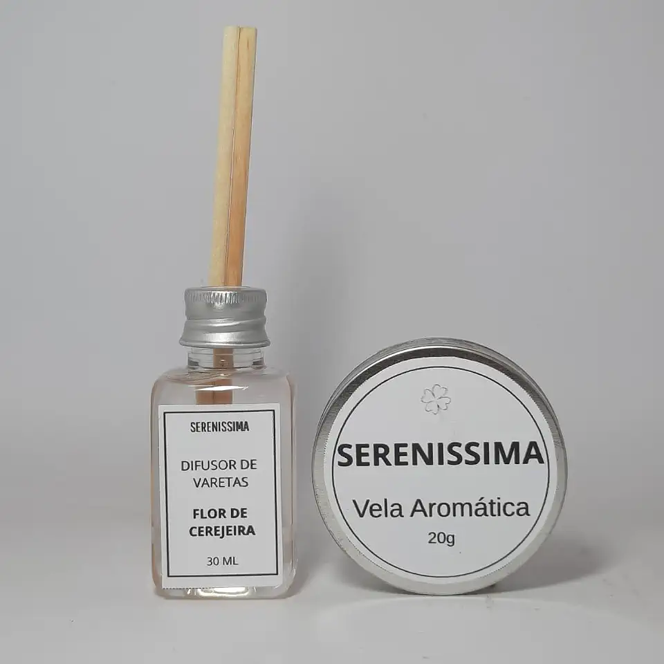 Kit Aromatizador com Difusor de Varetas Lavanda 30ml e Vela Aromática 20g, Mini Kit para Ambientes até 15m², 2 pçs (Bamboo)