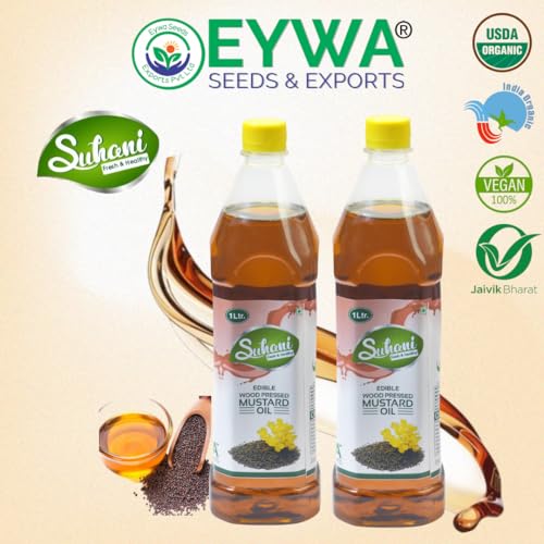 Image of Organic Black Mustard Oil (2 Liter) Cold Pressed /Wood Pressed Oil | sarso /Mustard kachi Ghani ka tel by (Suhani) EYWA