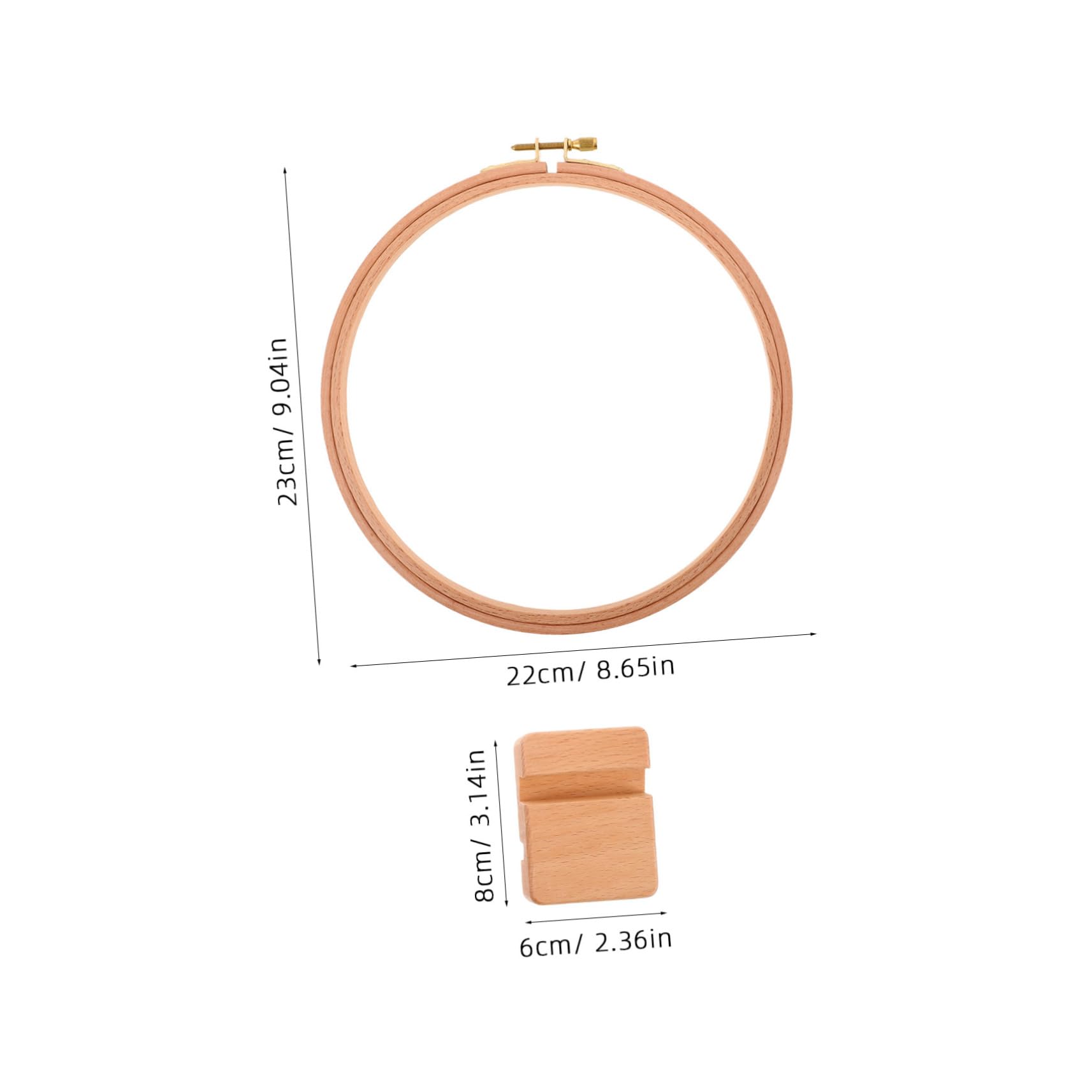 HAPINARY Oval Embroidery Bracket Vintage Craft Rack Handmade Sewing Pendant Stand Wood Base