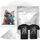DTF Powder and Transfer Film Kit for DTF Sublimation Printers, 20 Sheets Glossy and Glitter DTF Transfer Film A4 (8.3'×11.7'), 7oz White Digital Hot Melt Adhesive for All Color Fabric