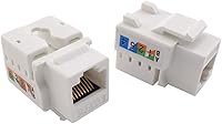 Vista 4 de Placa de pared Ethernet RJ45 CAT.6, paquete de 1 placa frontal de acoplador en línea de conector Keystone de red Cat6 con conector de módulo RJ45