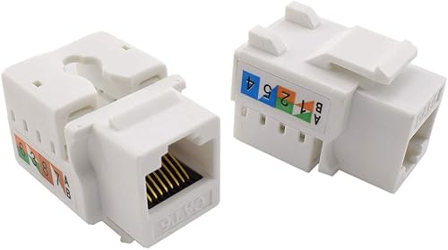Miniatura 4 de OZXNO - Placa de pared Ethernet RJ45 CAT.6, paquete de 1 placa frontal de acoplador en línea de conector Keystone de red Cat6 con conector de módulo