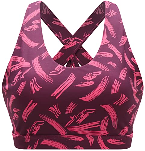 Running Girl Sports Bra For Women, Criss-Cross Back Padded Strappy Sports Bras Medium Support Yoga Bra With Removable Cups (Wx2353D-Freedom Red, S) #TOP6