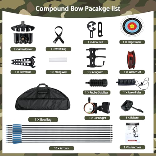 Compound Bow for Youth, Teenagers and Beginners 15-45LBS Draw Weight, Limbs Made in US, Ready to Shoot, Bow and Arrow Set with All The Archery Accessories (Black) by WUXLISTY - Image 2