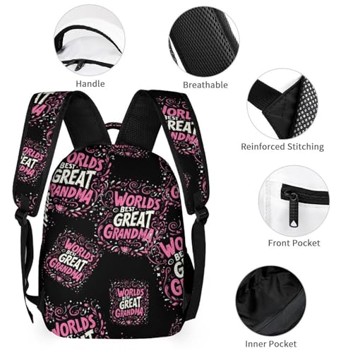 Worlds Best Great Grandma Travel Backpack Lunch Box Pencil Case 3Pcs Set for Men Women Office Outing University3