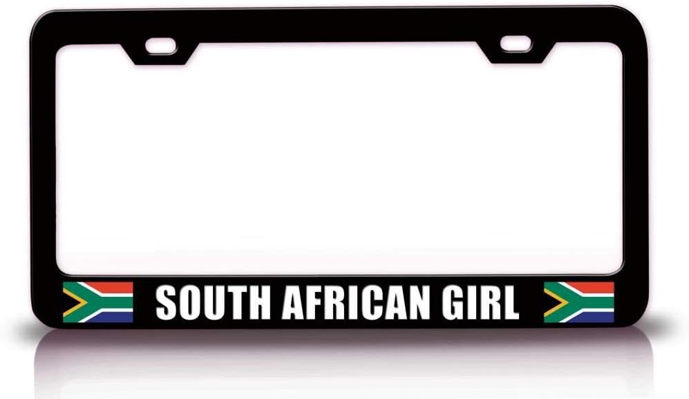 South African Girl Country Flag Metal Car SUV Truck License Plate Frame Bl b86